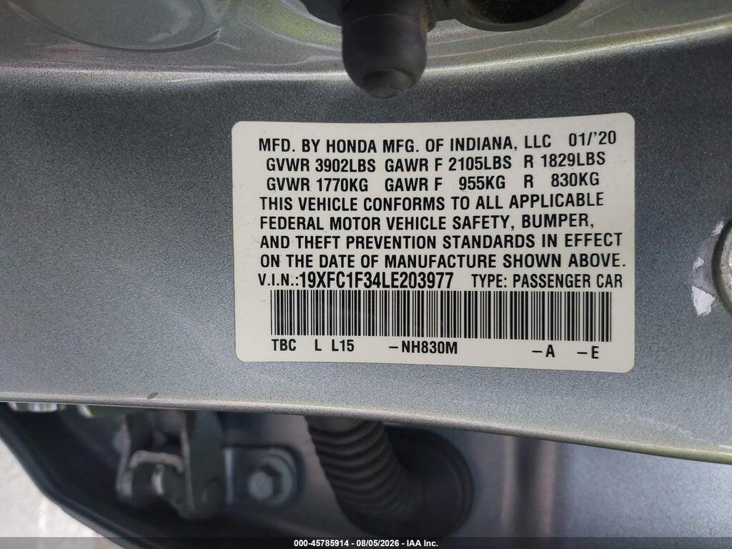 19XFC1F34LE203977 2020 HONDA CIVIC photo no. 9
