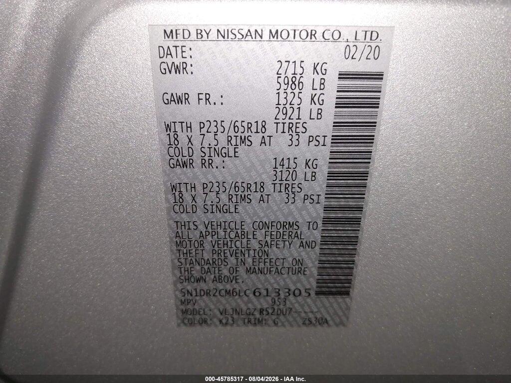 5N1DR2CM6LC613305 2020 NISSAN PATHFINDER photo no. 9