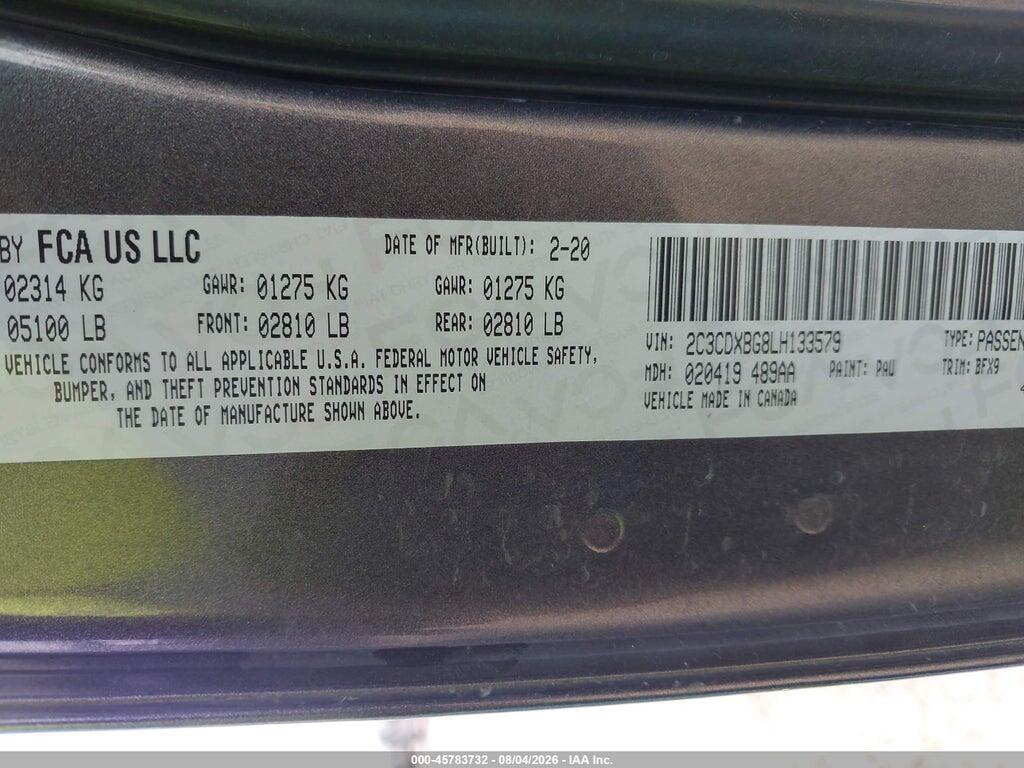2C3CDXBG8LH133579 2020 DODGE CHARGER photo no. 9