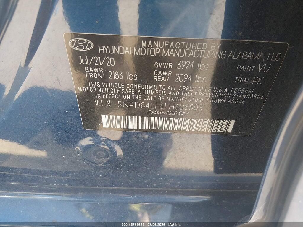 5NPD84LF6LH608503 2020 HYUNDAI ELANTRA photo no. 9
