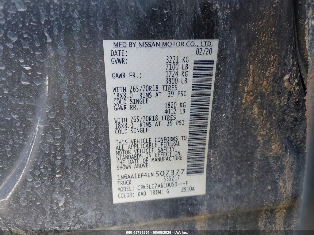 1N6AA1EF4LN507377 2020 NISSAN TITAN photo no. 9