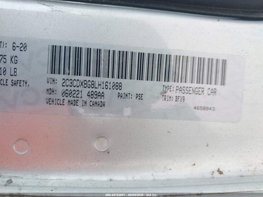 2C3CDXBG8LH161088 2020 DODGE CHARGER photo no. 9