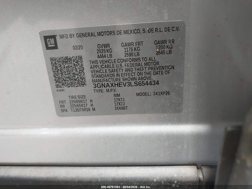 3GNAXHEV3LS654434 2020 CHEVROLET EQUINOX photo no. 9