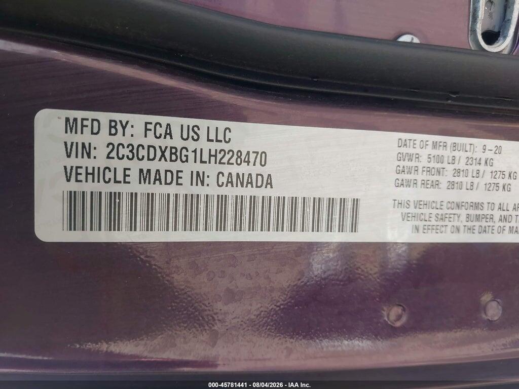 2C3CDXBG1LH228470 2020 DODGE CHARGER photo no. 9