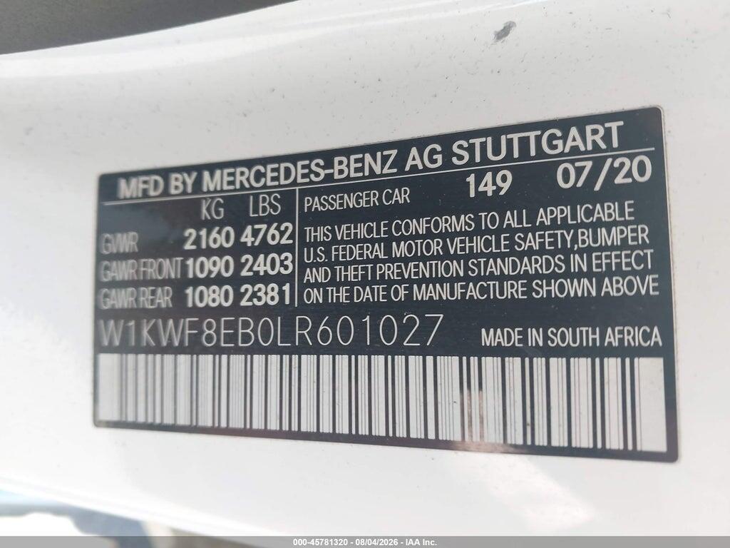 W1KWF8EB0LR601027 2020 MERCEDES-BENZ C 300 photo no. 9