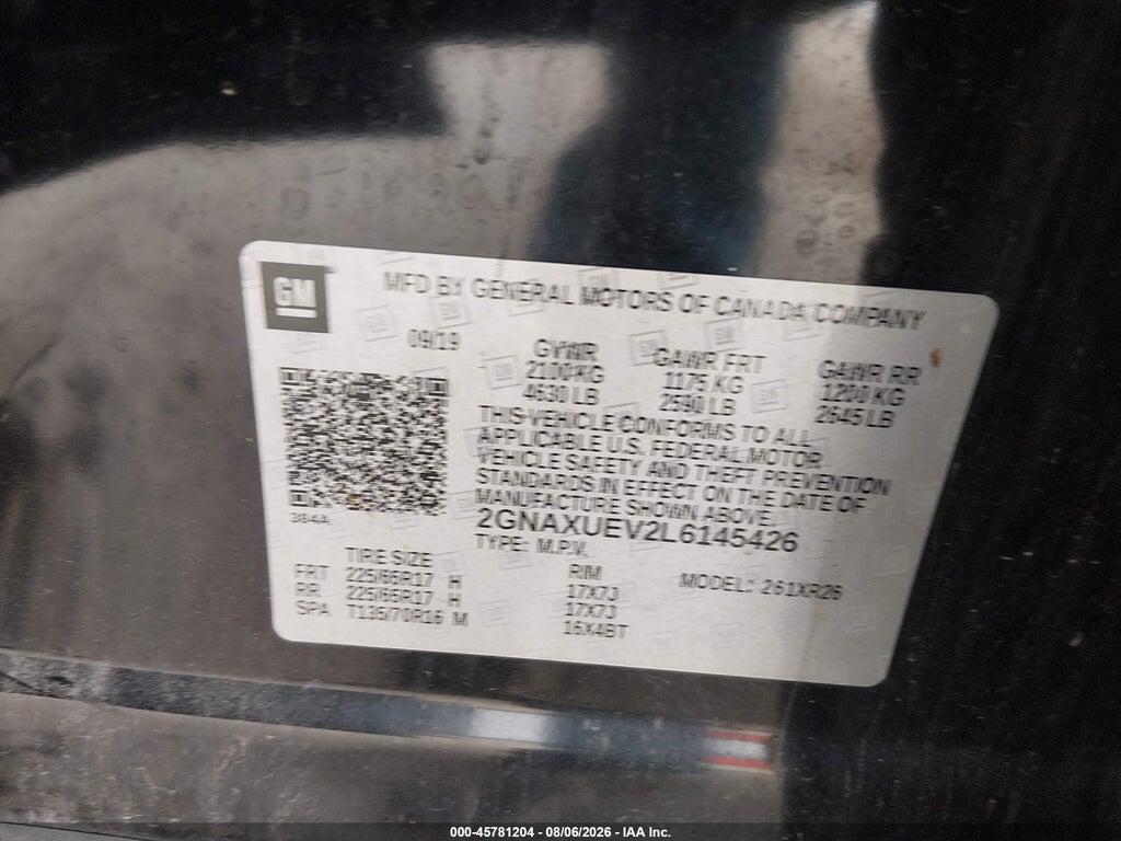 2GNAXUEV2L6145426 2020 CHEVROLET EQUINOX photo no. 9