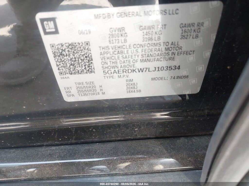 5GAERDKW7LJ103534 2020 BUICK ENCLAVE photo no. 9