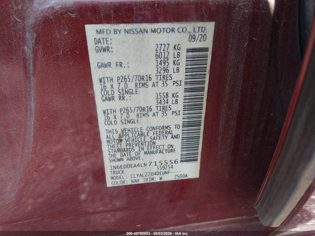 1N6ED0EA4LN715556 2020 NISSAN FRONTIER photo no. 9
