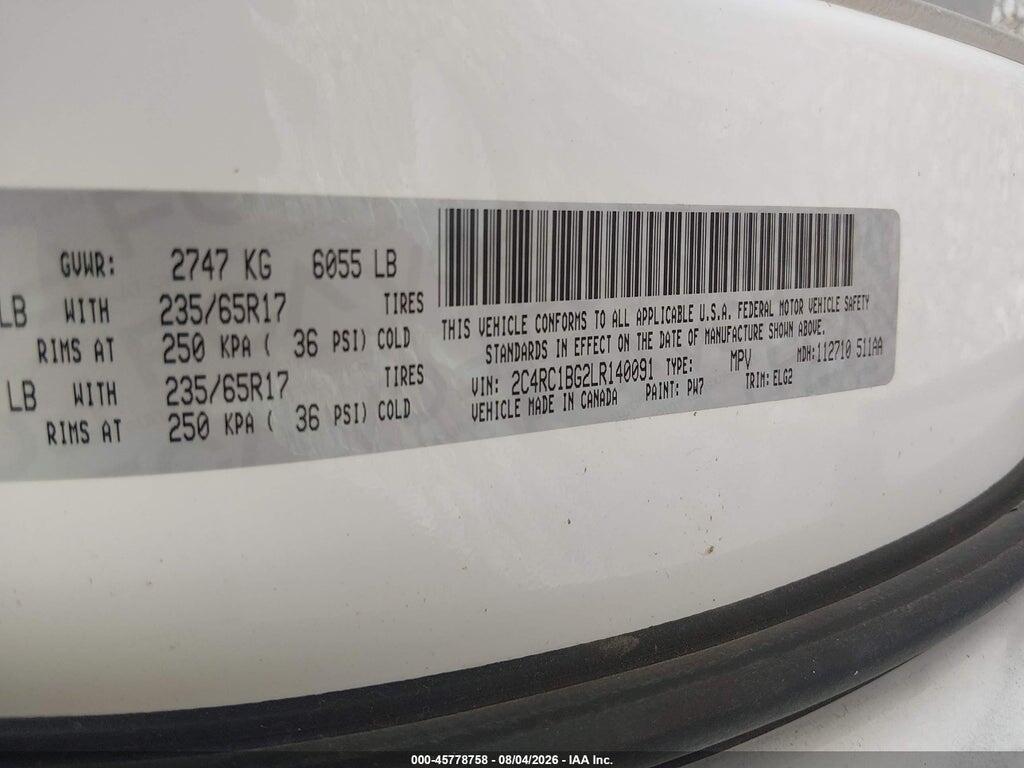 2C4RC1BG2LR140091 2020 CHRYSLER PACIFICA photo no. 9