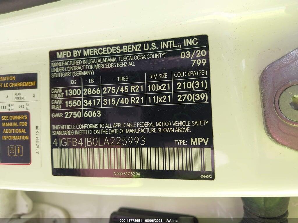 4JGFB4JB0LA225993 2020 MERCEDES-BENZ GLE 350 photo no. 9