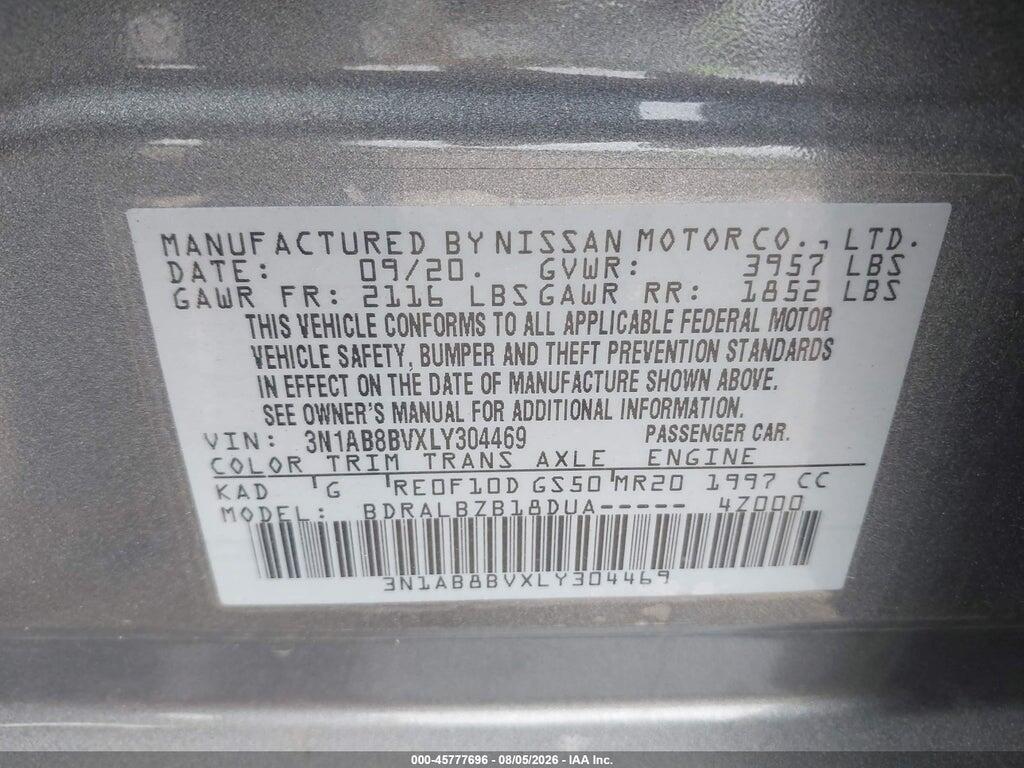 3N1AB8BVXLY304469 2020 NISSAN SENTRA photo no. 9