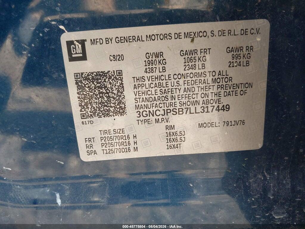 3GNCJPSB7LL317449 2020 CHEVROLET TRAX photo no. 9