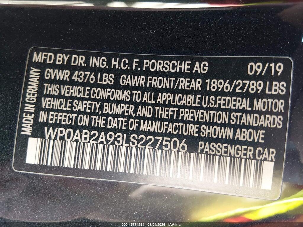 WP0AB2A93LS227506 2020 PORSCHE 911 photo no. 9