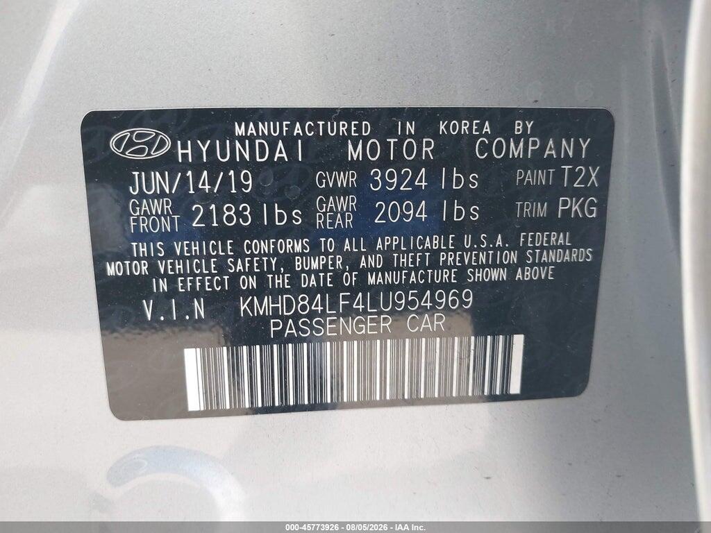 KMHD84LF4LU954969 2020 HYUNDAI ELANTRA photo no. 9