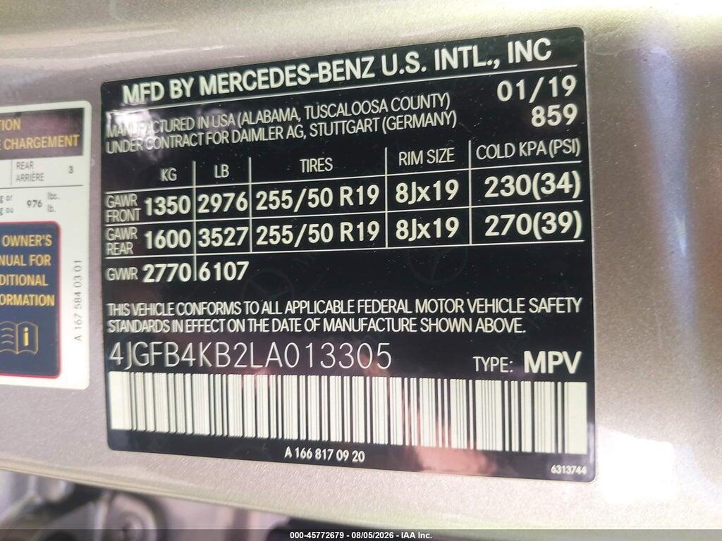 4JGFB4KB2LA013305 2020 MERCEDES-BENZ GLE 350 photo no. 9