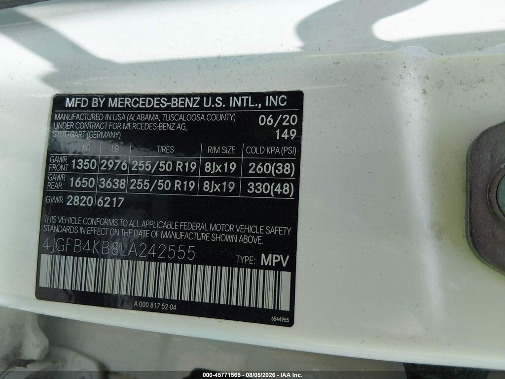 4JGFB4KB8LA242555 2020 MERCEDES-BENZ GLE 350 photo no. 9