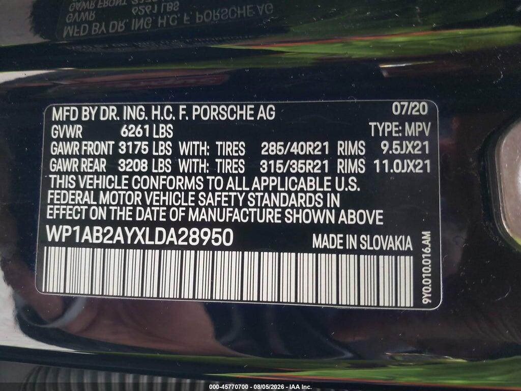 WP1AB2AYXLDA28950 2020 PORSCHE CAYENNE photo no. 9