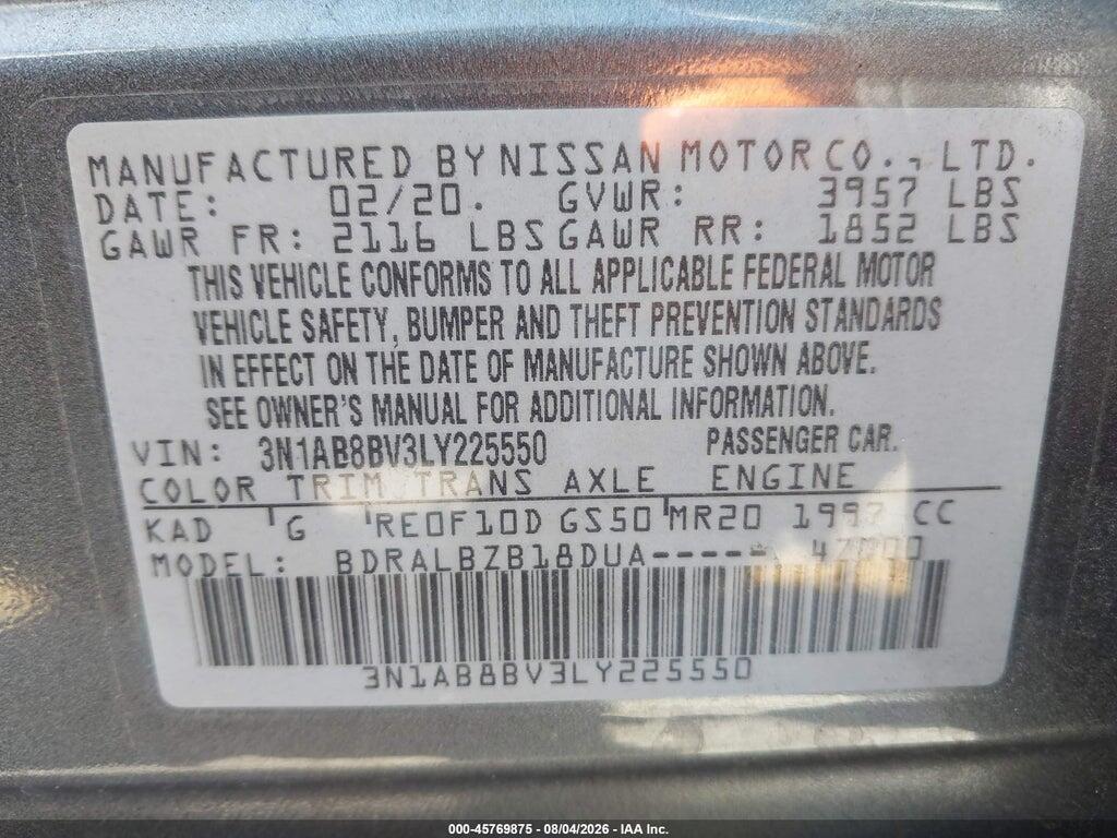 3N1AB8BV3LY225550 2020 NISSAN SENTRA photo no. 9