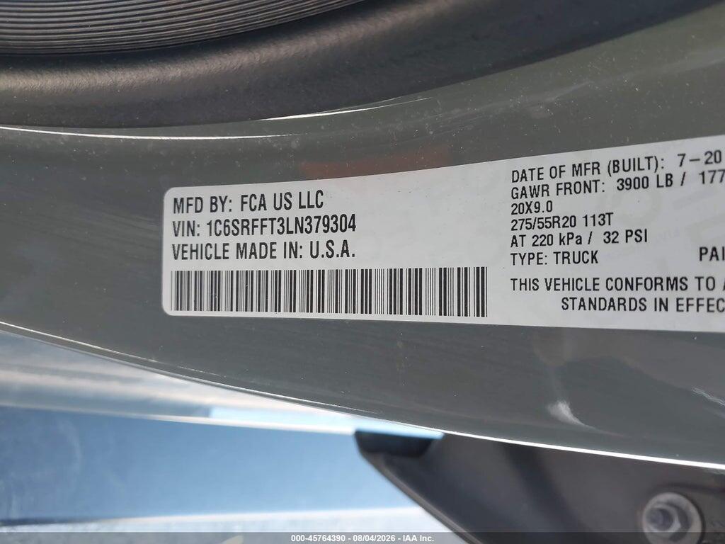 1C6SRFFT3LN379304 2020 RAM 1500 photo no. 9
