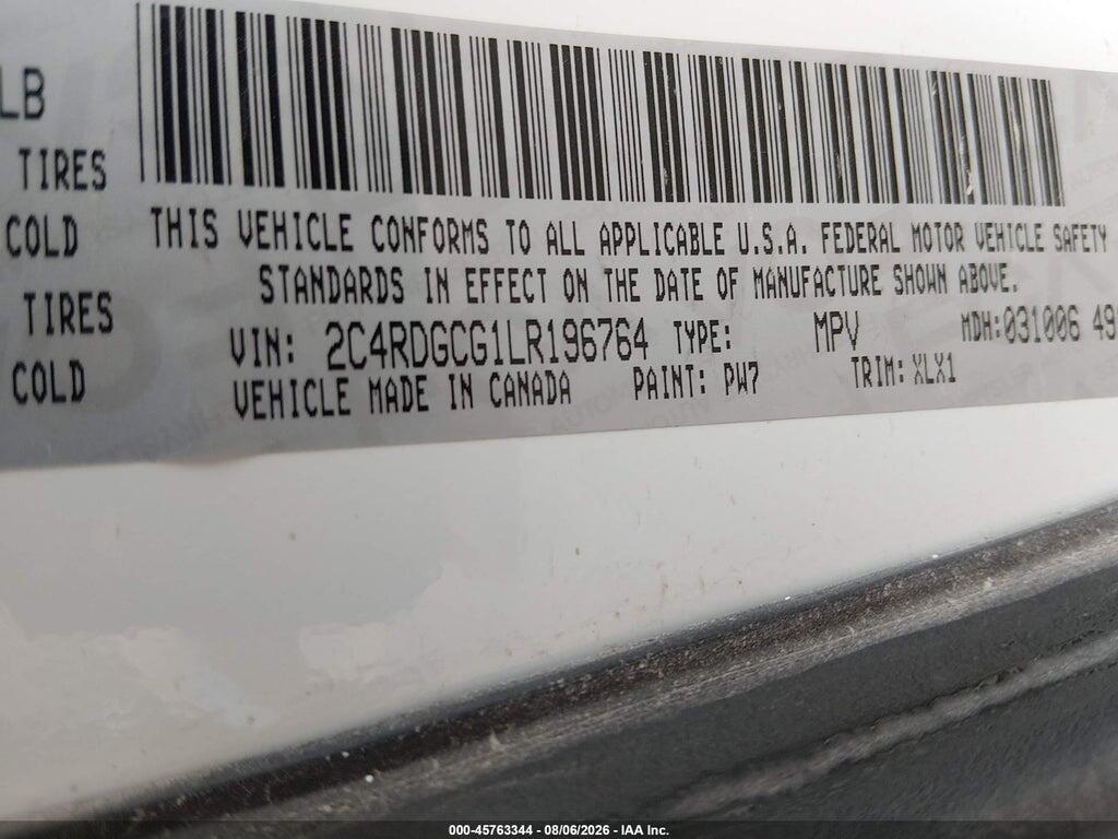 2C4RDGCG1LR196764 2020 DODGE GRAND CARAVAN photo no. 9