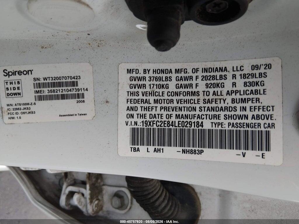 19XFC2E84LE029184 2020 HONDA CIVIC photo no. 9