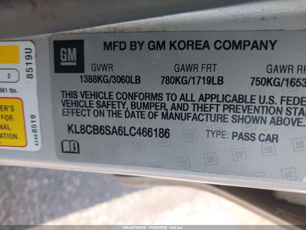 KL8CB6SA6LC466186 2020 CHEVROLET SPARK photo no. 9