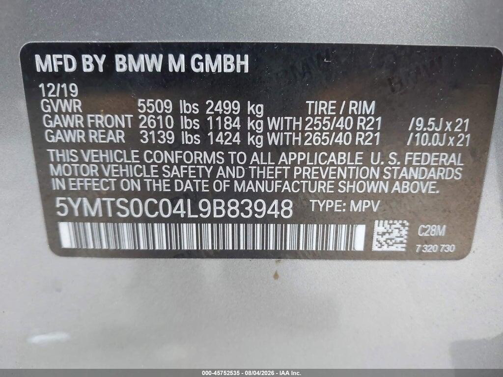 5YMTS0C04L9B83948 2020 BMW X3 M photo no. 9