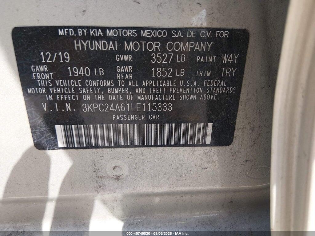 3KPC24A61LE115333 2020 HYUNDAI ACCENT photo no. 9