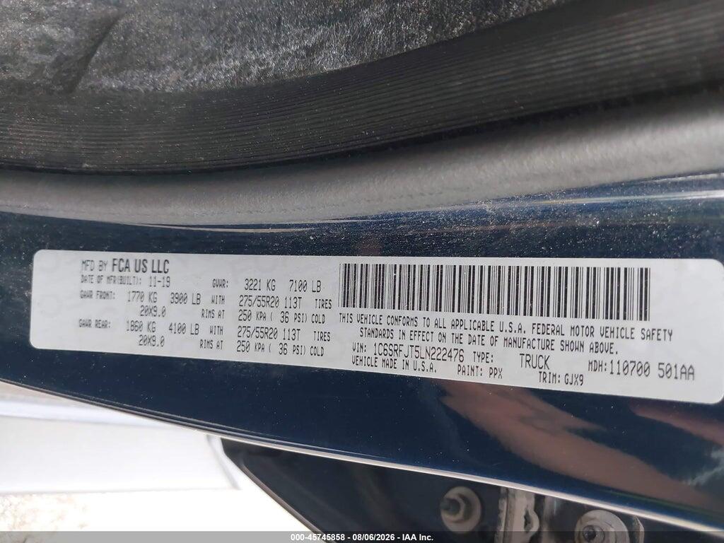 1C6SRFJT5LN222476 2020 RAM 1500 photo no. 9