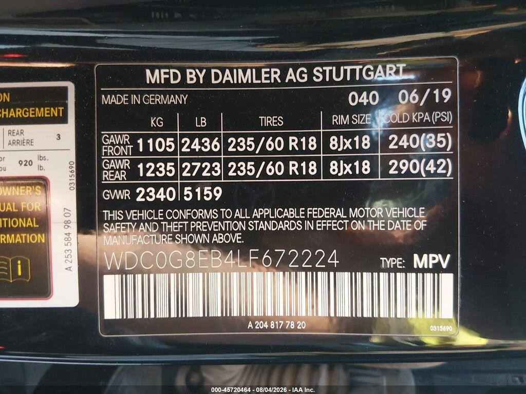 WDC0G8EB4LF672224 2020 MERCEDES-BENZ GLC 300 photo no. 9