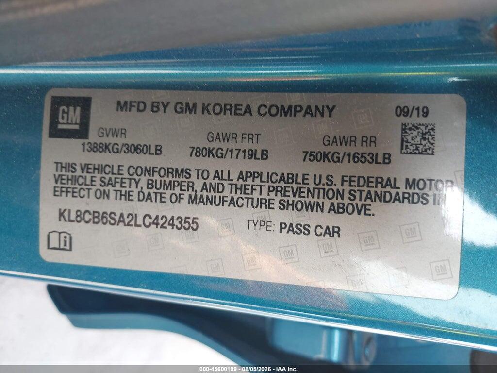 KL8CB6SA2LC424355 2020 CHEVROLET SPARK photo no. 9