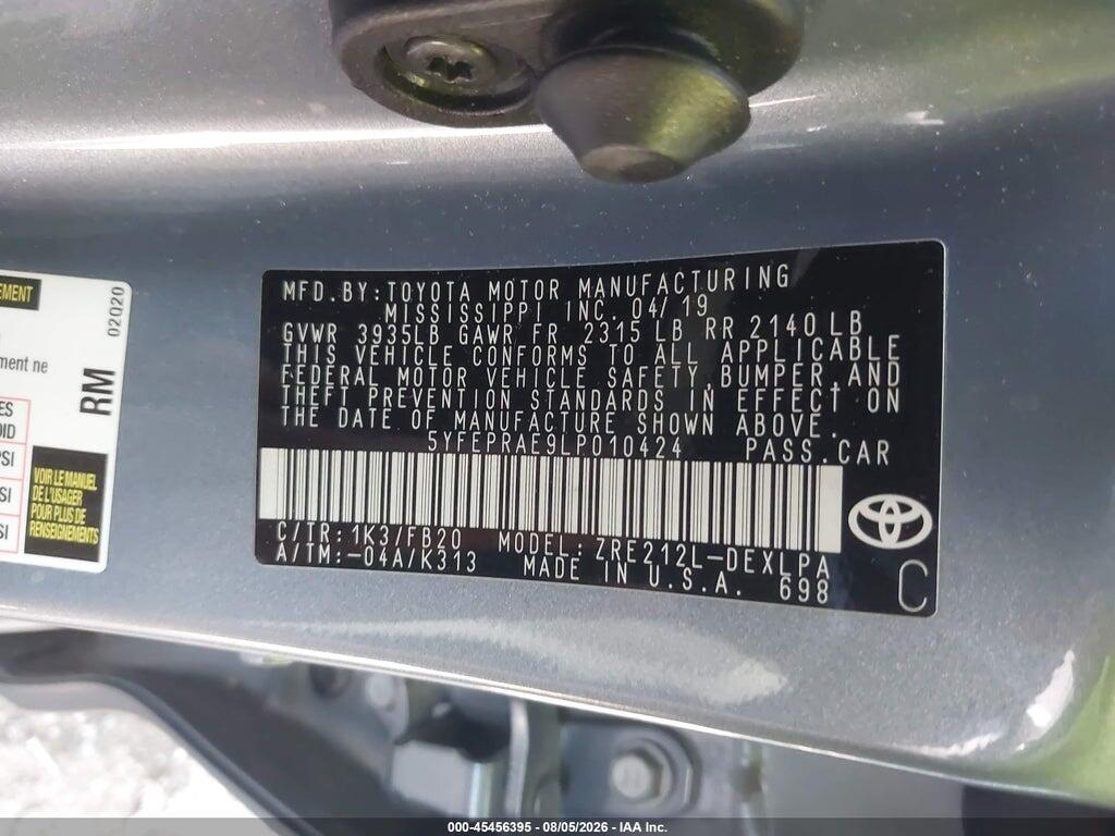 5YFEPRAE9LP010424 2020 TOYOTA COROLLA photo no. 9