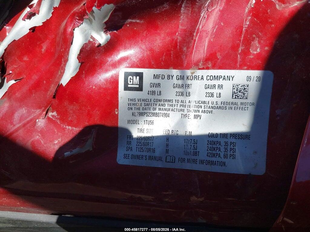 KL79MPS22MB074904 2021 CHEVROLET TRAILBLAZER photo no. 9