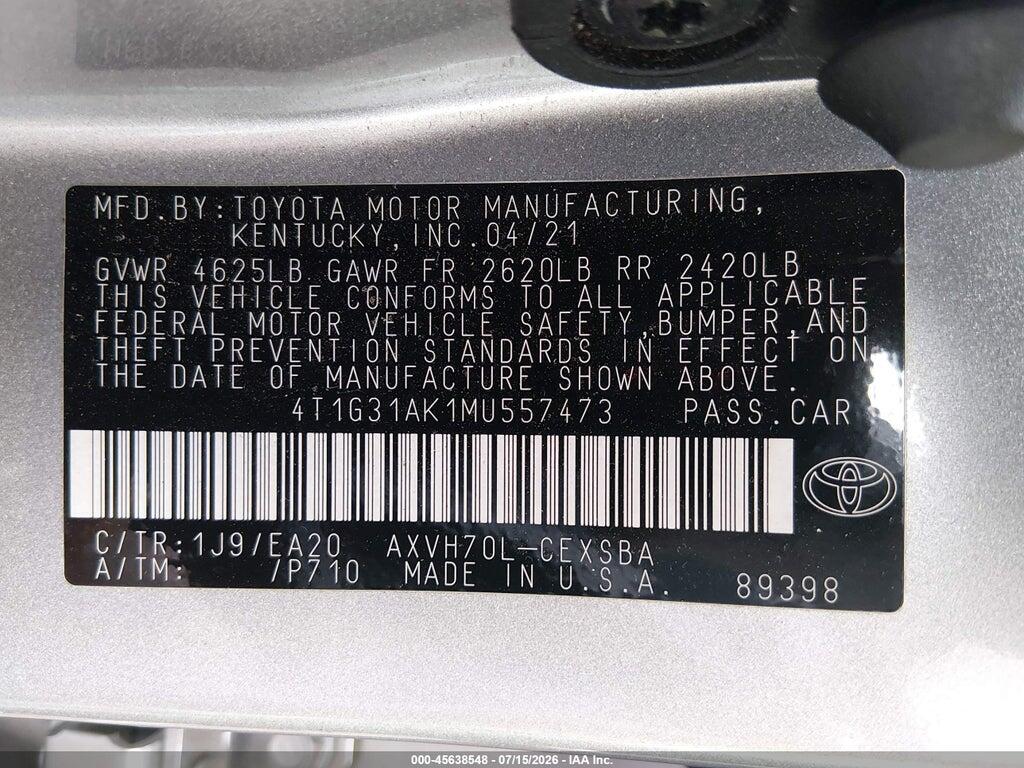 4T1G31AK1MU557473 2021 TOYOTA CAMRY photo no. 9