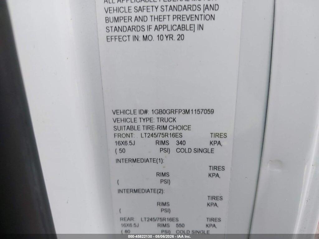 1GB0GRFP3M1157059 2021 CHEVROLET EXPRESS CUTAWAY photo no. 8