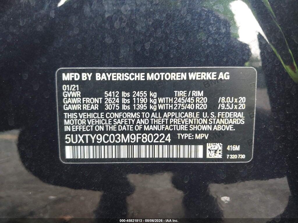 5UXTY9C03M9F80224 2021 BMW X3 photo no. 9