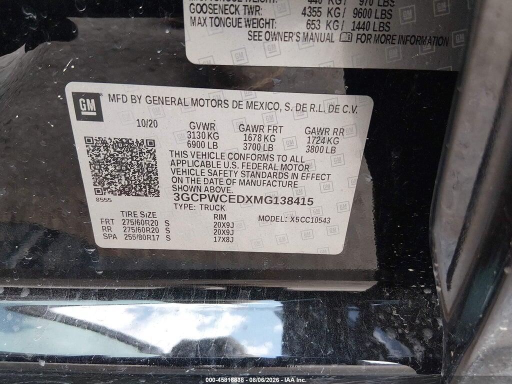 3GCPWCEDXMG138415 2021 CHEVROLET SILVERADO 1500 photo no. 9
