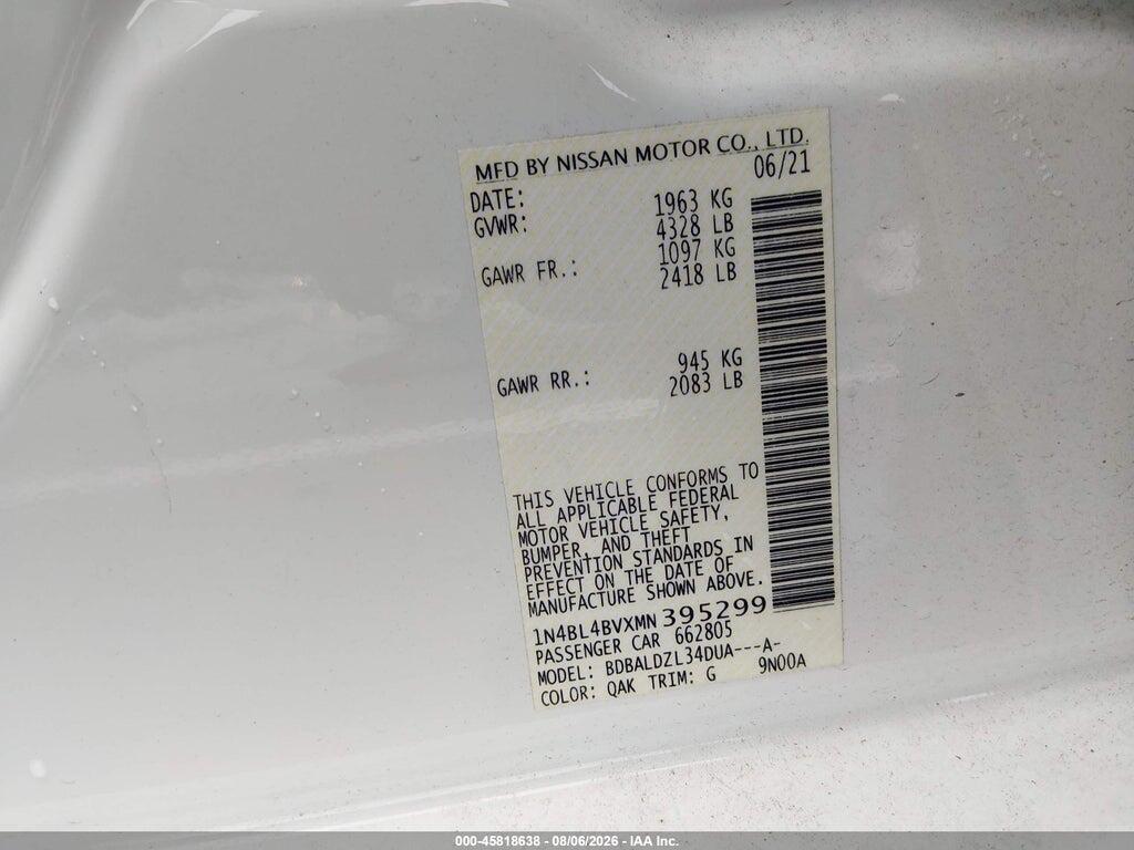 1N4BL4BVXMN395299 2021 NISSAN ALTIMA photo no. 9