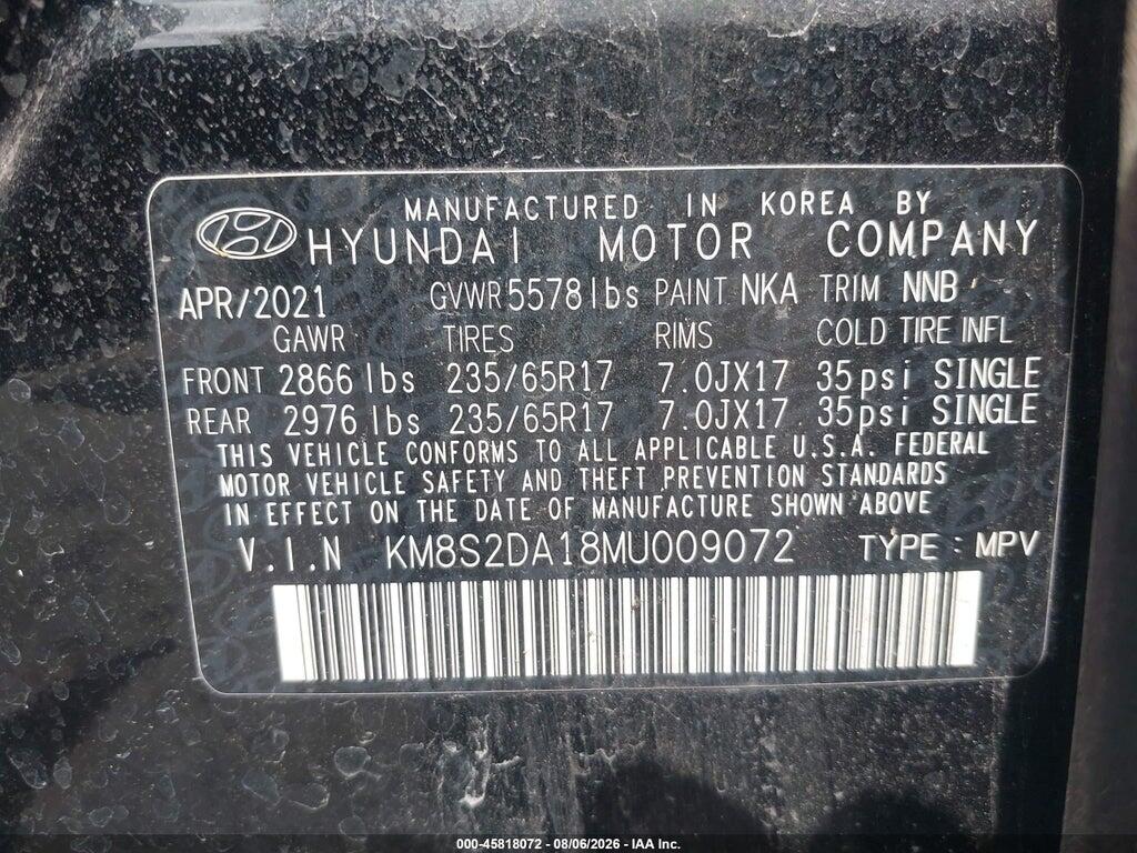 KM8S2DA18MU009072 2021 HYUNDAI SANTA FE HYBRID photo no. 9