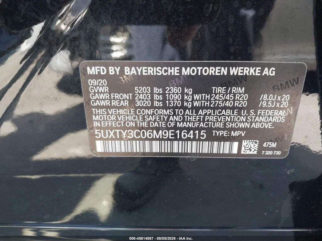 5UXTY3C06M9E16415 2021 BMW X3 photo no. 9