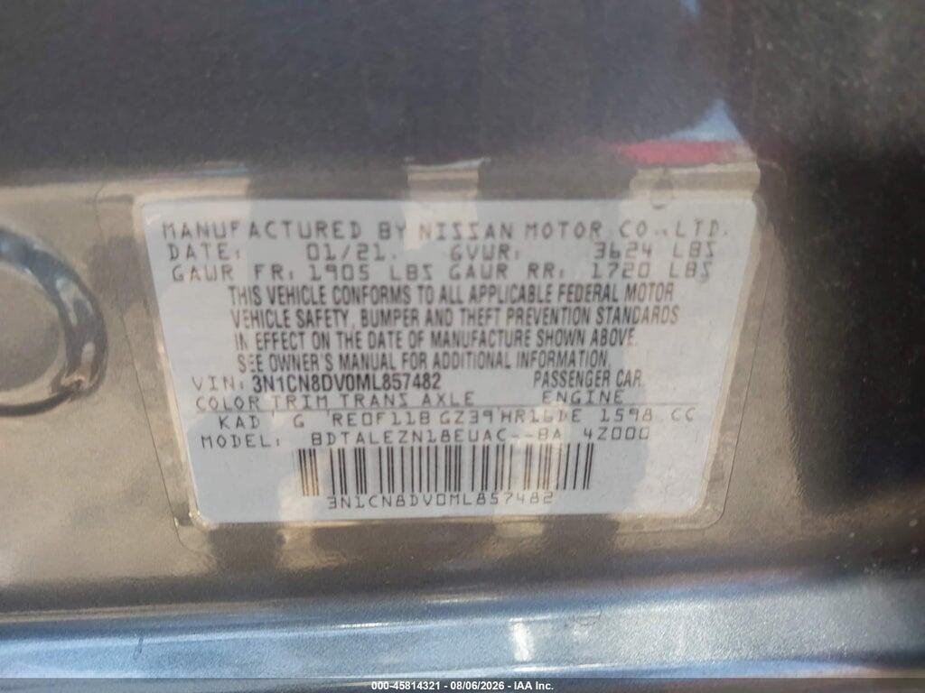 3N1CN8DV0ML857482 2021 NISSAN VERSA photo no. 9