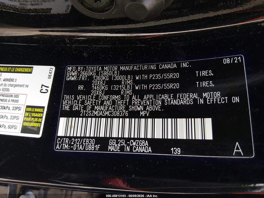 2T2SZMDA5MC308376 2021 LEXUS RX 350 photo no. 9