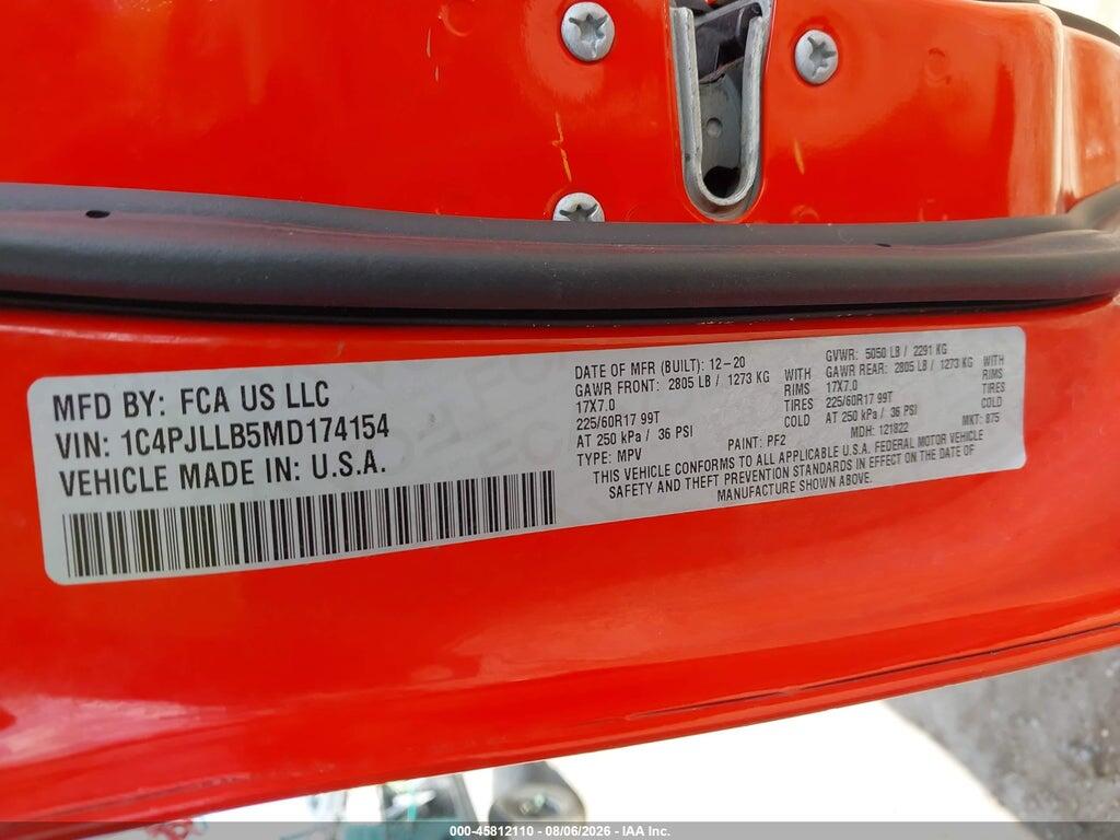 1C4PJLLB5MD174154 2021 JEEP CHEROKEE photo no. 9