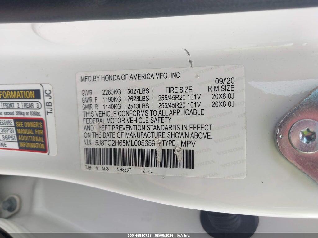 5J8TC2H65ML005659 2021 ACURA RDX photo no. 9