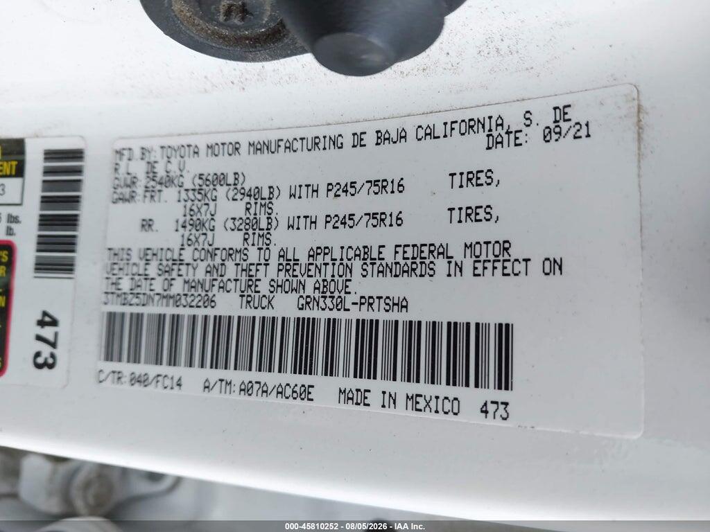 3TMBZ5DN7MM032206 2021 TOYOTA TACOMA photo no. 9