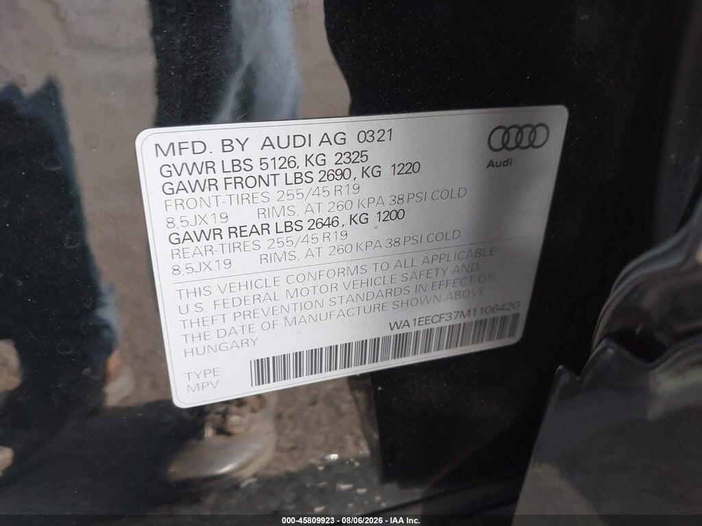 WA1EECF37M1106420 2021 AUDI Q3 photo no. 9