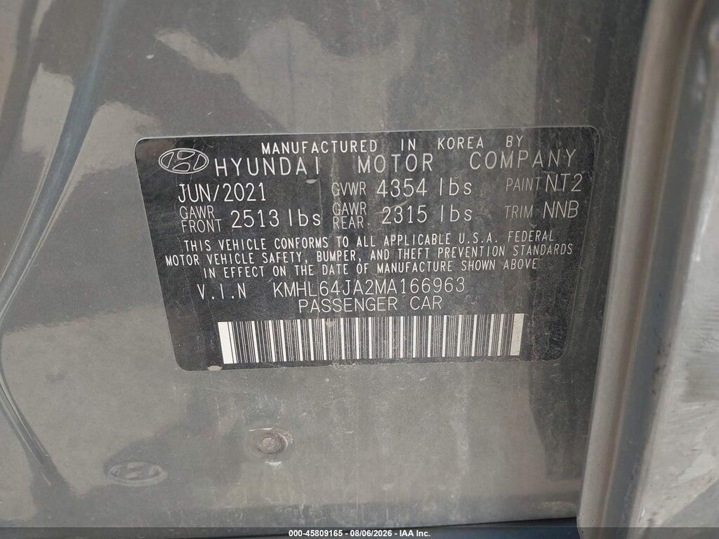 KMHL64JA2MA166963 2021 HYUNDAI SONATA photo no. 9