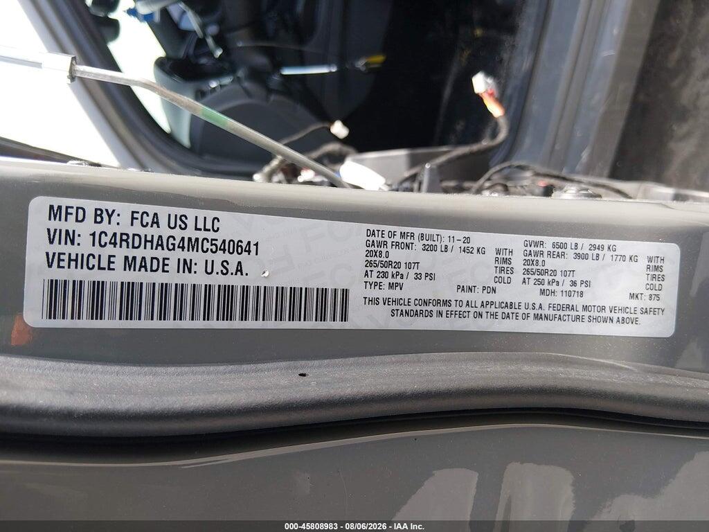 1C4RDHAG4MC540641 2021 DODGE DURANGO photo no. 9