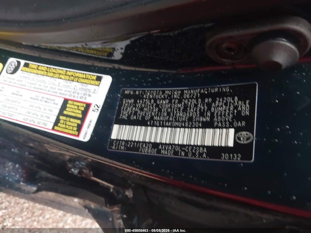 4T1G11AK0MU482304 2021 TOYOTA CAMRY photo no. 9