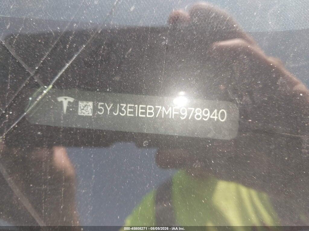 5YJ3E1EB7MF978940 2021 TESLA MODEL 3 photo no. 9